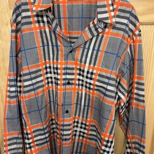 Casual Women’sPlaid Shirt in Orange and Gray